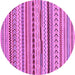 Round Machine Washable Abstract Purple Modern Area Rugs, wshabs2288pur