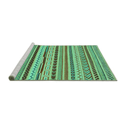 Sideview of Machine Washable Abstract Turquoise Modern Area Rugs, wshabs2288turq