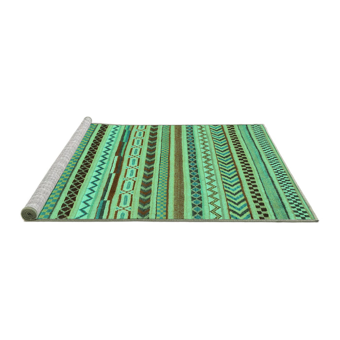 Sideview of Machine Washable Abstract Turquoise Modern Area Rugs, wshabs2288turq