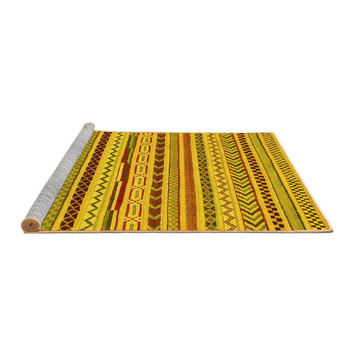 Sideview of Machine Washable Abstract Yellow Modern Rug, wshabs2288yw