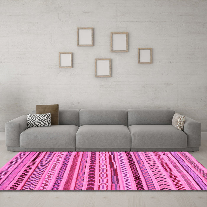 Machine Washable Abstract Pink Modern Rug in a Living Room, wshabs2288pnk