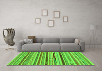 Machine Washable Abstract Green Modern Rug, wshabs2288grn