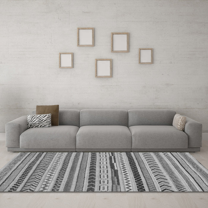 Machine Washable Abstract Gray Modern Rug in a Living Room,, wshabs2288gry