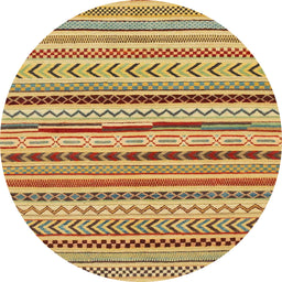 Round Abstract Red Modern Rug, abs2288