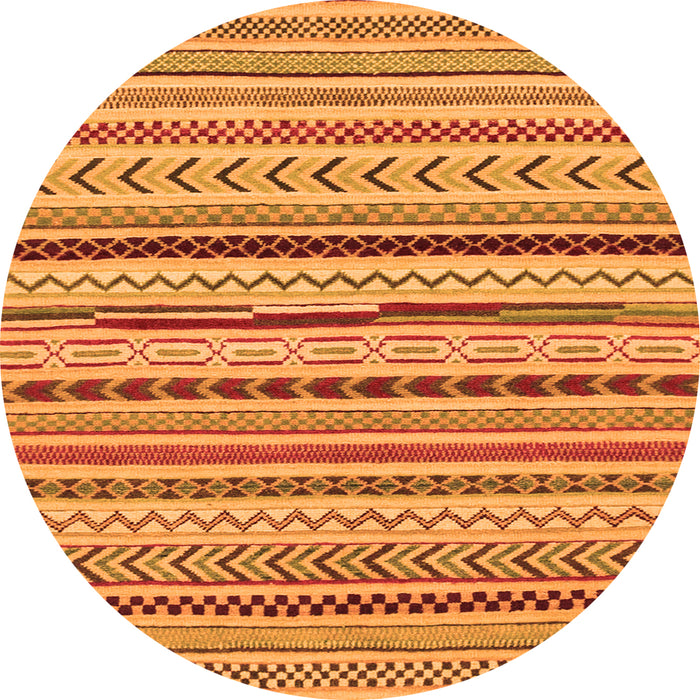 Round Machine Washable Abstract Orange Modern Area Rugs, wshabs2288org