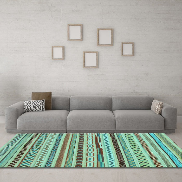 Machine Washable Abstract Light Blue Modern Rug in a Living Room, wshabs2288lblu