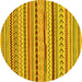 Round Machine Washable Abstract Yellow Modern Rug, wshabs2288yw