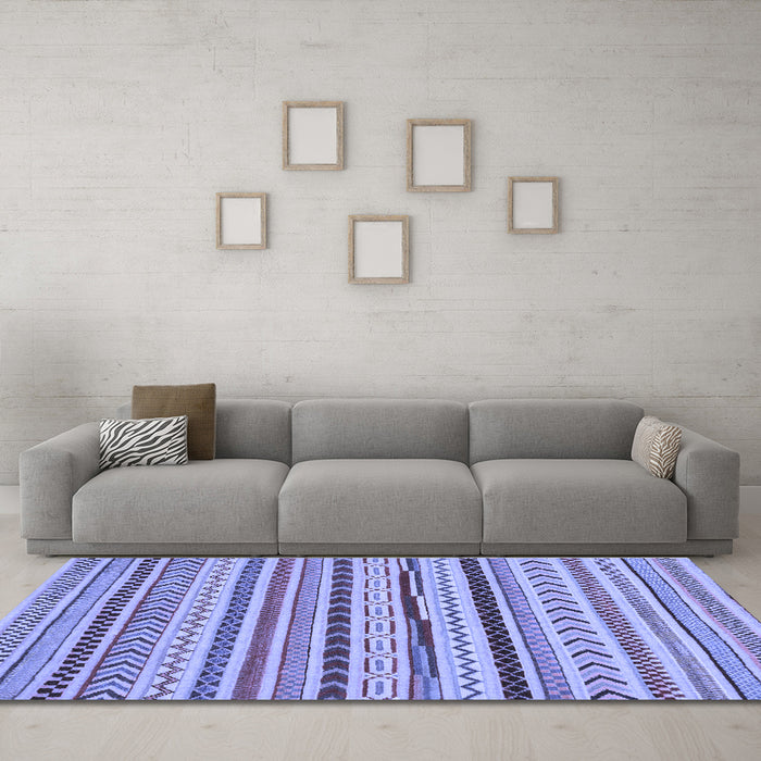 Machine Washable Abstract Blue Modern Rug in a Living Room, wshabs2288blu