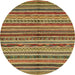 Round Machine Washable Abstract Gold Rug, wshabs2289