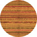 Round Machine Washable Abstract Orange Modern Area Rugs, wshabs2289org