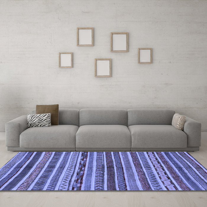 Machine Washable Abstract Blue Modern Rug in a Living Room, wshabs2289blu