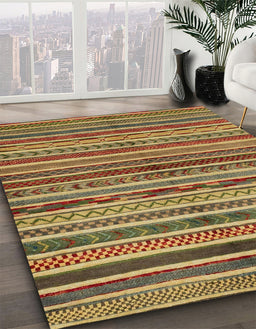 Abstract Gold Modern Rug in Family Room, abs2289