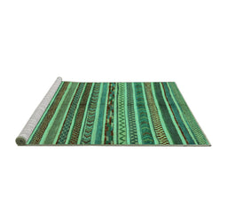 Sideview of Machine Washable Abstract Turquoise Modern Area Rugs, wshabs2289turq