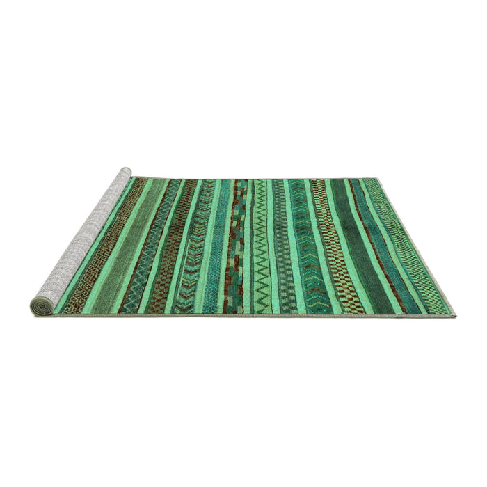 Sideview of Machine Washable Abstract Turquoise Modern Area Rugs, wshabs2289turq