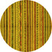 Round Abstract Yellow Modern Rug, abs2289yw