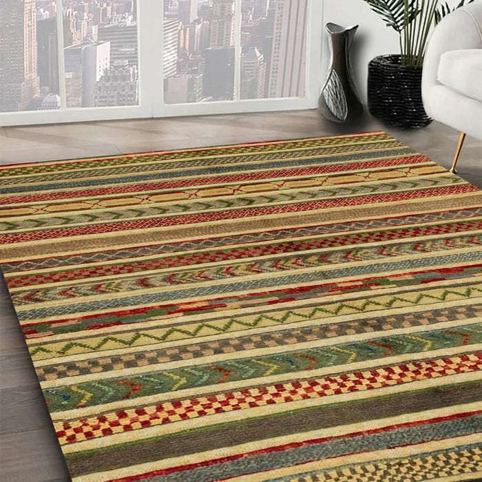 Machine Washable Abstract Gold Rug in a Family Room, wshabs2289