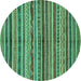 Round Abstract Turquoise Modern Rug, abs2289turq