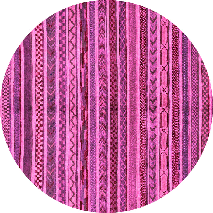 Round Machine Washable Abstract Pink Modern Rug, wshabs2289pnk