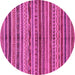 Round Machine Washable Abstract Pink Modern Rug, wshabs2289pnk