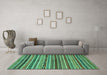 Machine Washable Abstract Turquoise Modern Area Rugs in a Living Room,, wshabs2289turq