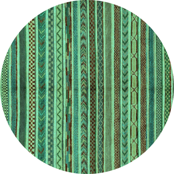 Round Machine Washable Abstract Turquoise Modern Area Rugs, wshabs2289turq