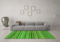 Machine Washable Abstract Green Modern Rug, wshabs2289grn