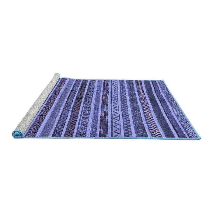 Sideview of Machine Washable Abstract Blue Modern Rug, wshabs2289blu