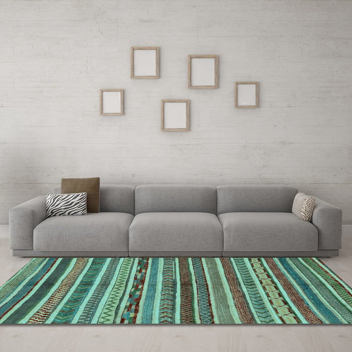 Machine Washable Abstract Light Blue Modern Rug in a Living Room, wshabs2289lblu