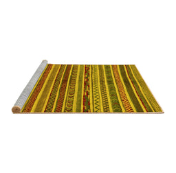 Sideview of Machine Washable Abstract Yellow Modern Rug, wshabs2289yw