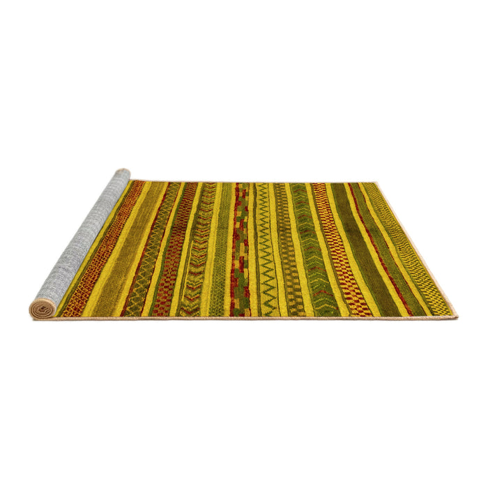 Sideview of Machine Washable Abstract Yellow Modern Rug, wshabs2289yw