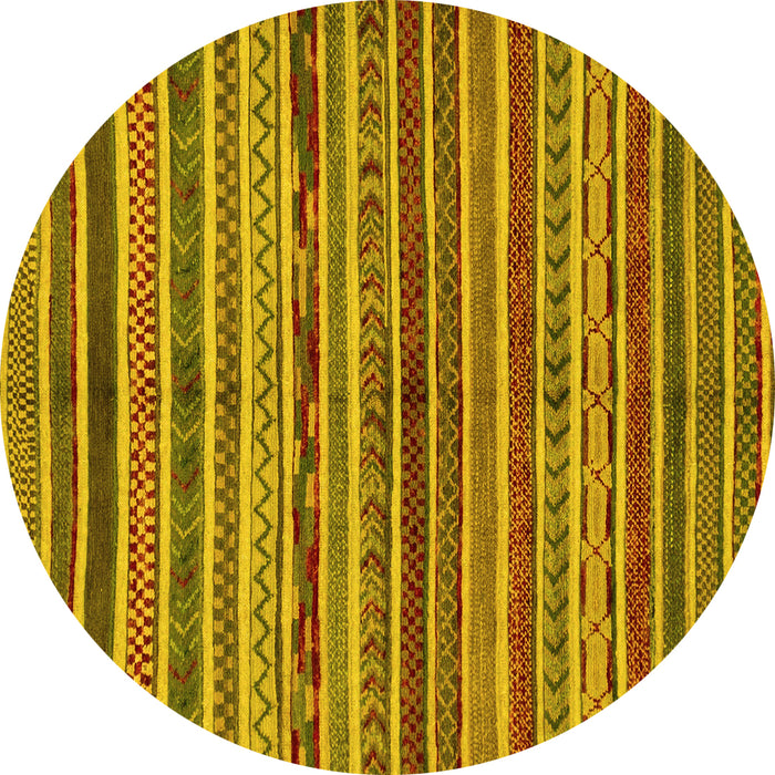 Round Machine Washable Abstract Yellow Modern Rug, wshabs2289yw