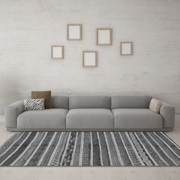 Machine Washable Abstract Gray Modern Rug in a Living Room,, wshabs2289gry