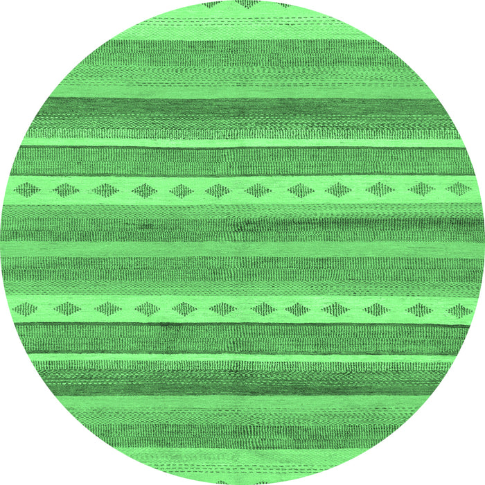 Round Machine Washable Abstract Emerald Green Modern Area Rugs, wshabs228emgrn