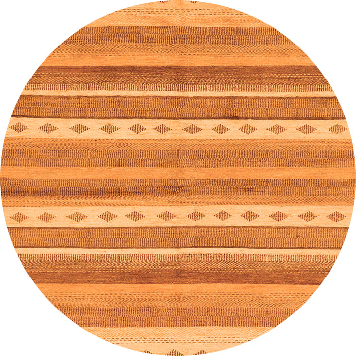 Round Machine Washable Abstract Orange Modern Area Rugs, wshabs228org