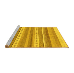 Sideview of Machine Washable Abstract Yellow Modern Rug, wshabs228yw