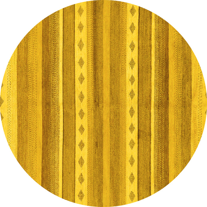 Round Machine Washable Abstract Yellow Modern Rug, wshabs228yw