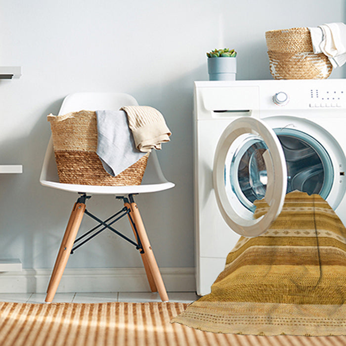 Machine Washable Abstract Orange Rug in a Washing Machine, wshabs228