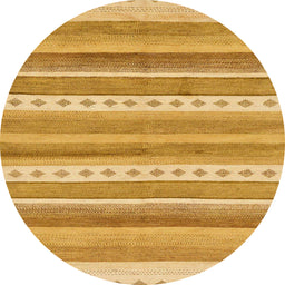 Round Machine Washable Abstract Orange Rug, wshabs228
