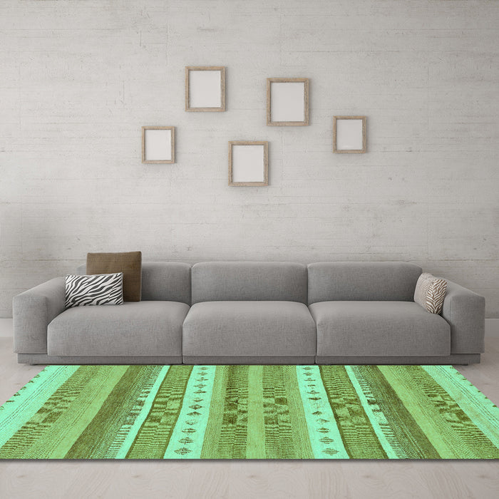 Machine Washable Abstract Turquoise Modern Area Rugs in a Living Room,, wshabs228turq