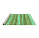 Sideview of Machine Washable Abstract Turquoise Modern Area Rugs, wshabs228turq