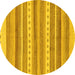 Round Abstract Yellow Modern Rug, abs228yw