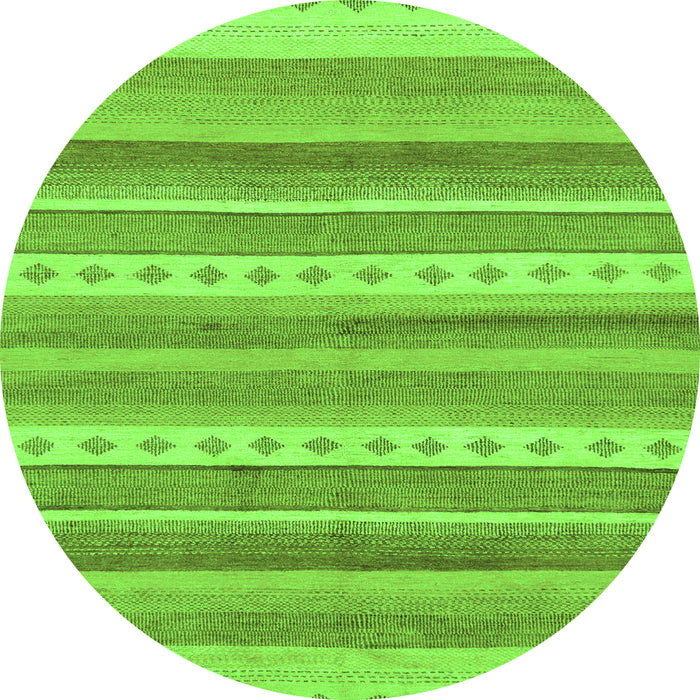 Round Machine Washable Abstract Green Modern Area Rugs, wshabs228grn