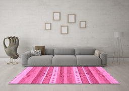 Machine Washable Abstract Pink Modern Rug in a Living Room, wshabs228pnk
