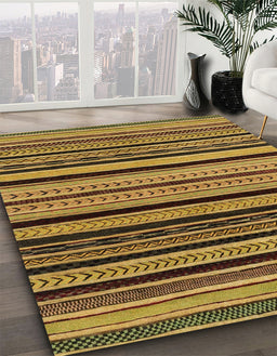 Machine Washable Abstract Yellow Rug in a Family Room, wshabs2290