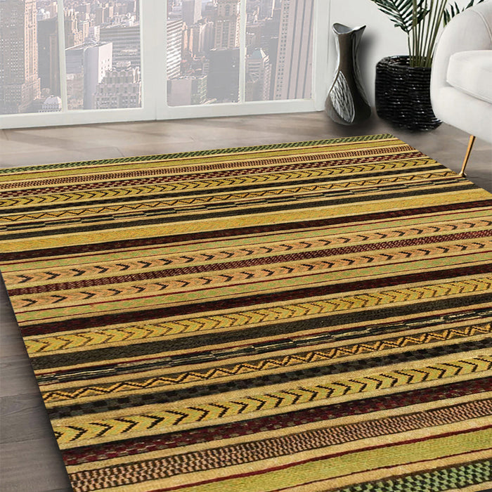 Machine Washable Abstract Yellow Rug in a Family Room, wshabs2290