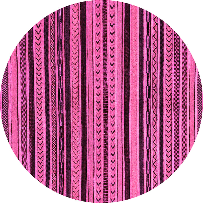 Round Machine Washable Abstract Pink Modern Rug, wshabs2290pnk