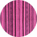 Round Machine Washable Abstract Pink Modern Rug, wshabs2290pnk