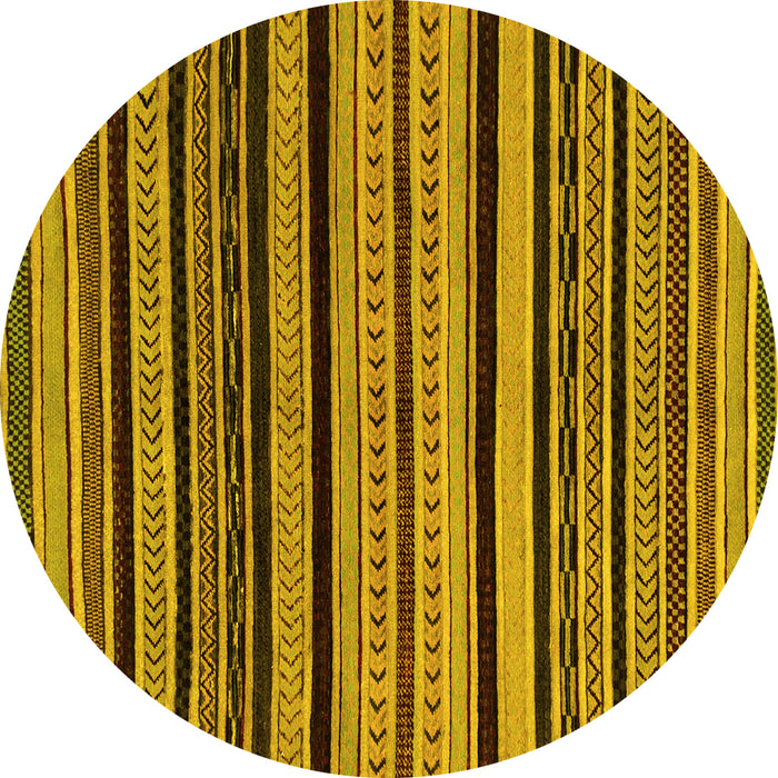 Round Abstract Yellow Modern Rug, abs2290yw