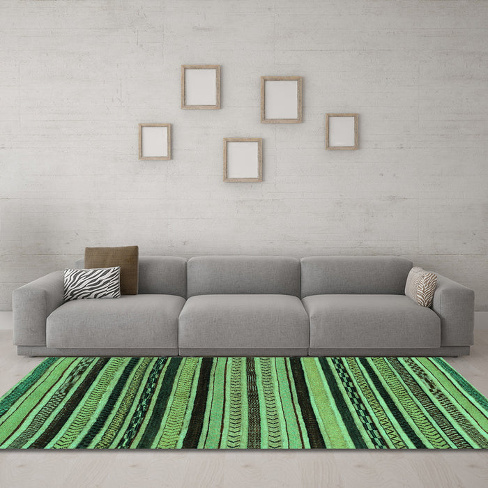 Machine Washable Abstract Turquoise Modern Area Rugs in a Living Room,, wshabs2290turq