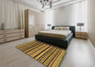 Abstract Yellow Modern Rug in a Bedroom, abs2290